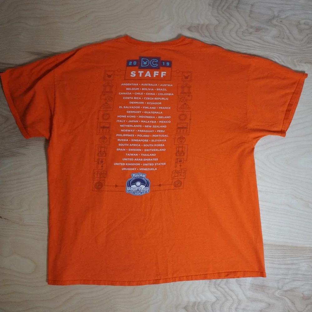 Pokemon Staff Shirt Eevee Orange World Championships 2019 3XL Washington DC